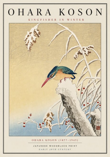 Ohara Koson Kingfisher in Winter I No5 - Poster