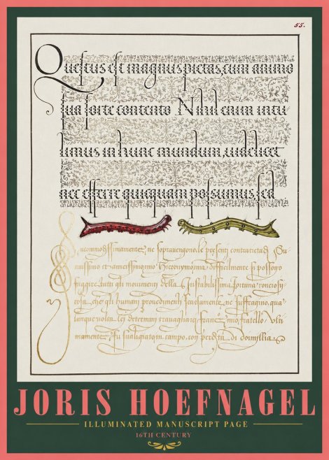 Joris Hoefnagel Illuminated Manuscript Page I No2 - Poster