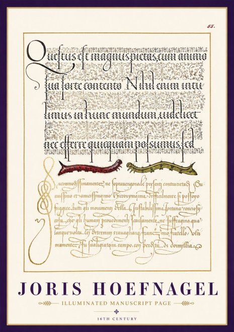 Joris Hoefnagel Illuminated Manuscript Page I No3 - Poster