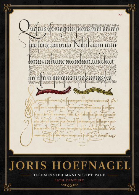 Joris Hoefnagel Illuminated Manuscript Page I No5 - Poster