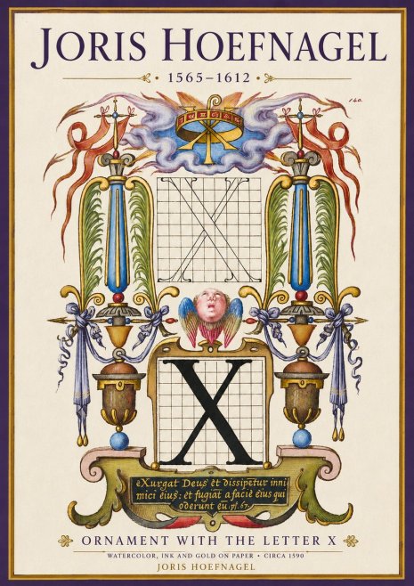 Joris Hoefnagel Ornament with the Letter X No3 - Poster