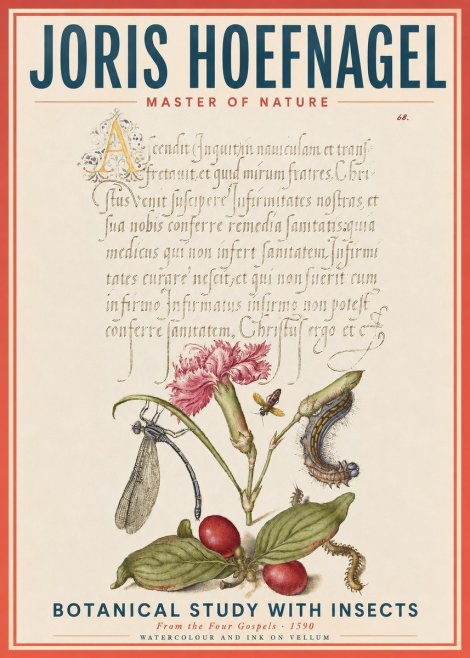 Joris Hoefnagel Botanical Study with Insects No4 - Poster