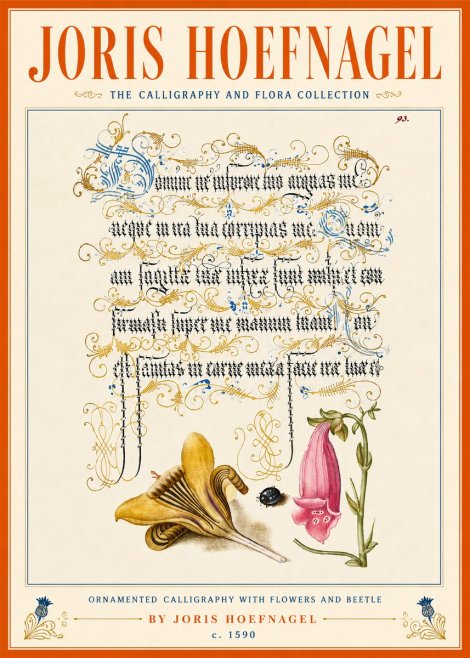 Joris Hoefnagel Ornamented Calligraphy with Flowers and Beetle No5 - Poster