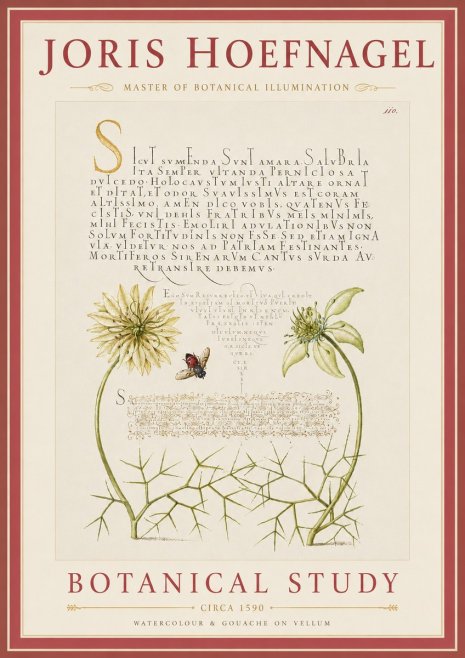 Joris Hoefnagel Botanical Study with Insect No5 - Poster