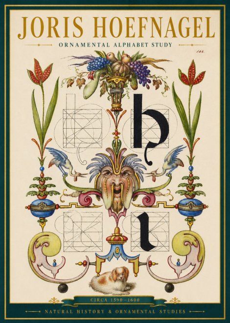 Joris Hoefnagel Floral Grotesque with Putto No3 - Poster