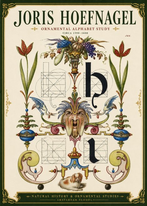 Joris Hoefnagel Floral Grotesque with Putto No6 - Poster
