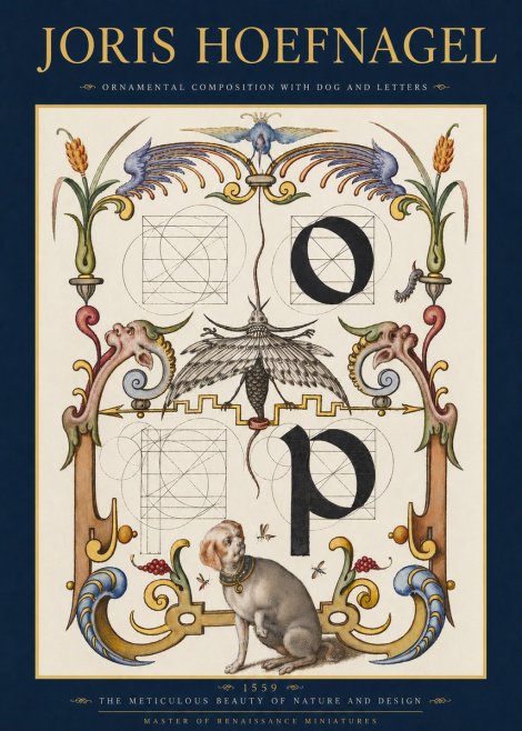 Joris Hoefnagel Ornamental Composition with Dog and Letters No3 - Poster