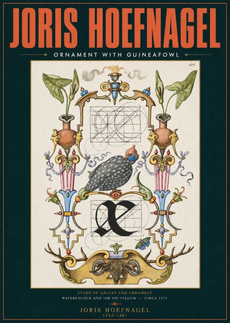 Joris Hoefnagel Ornament with Guineafowl No2 - Poster
