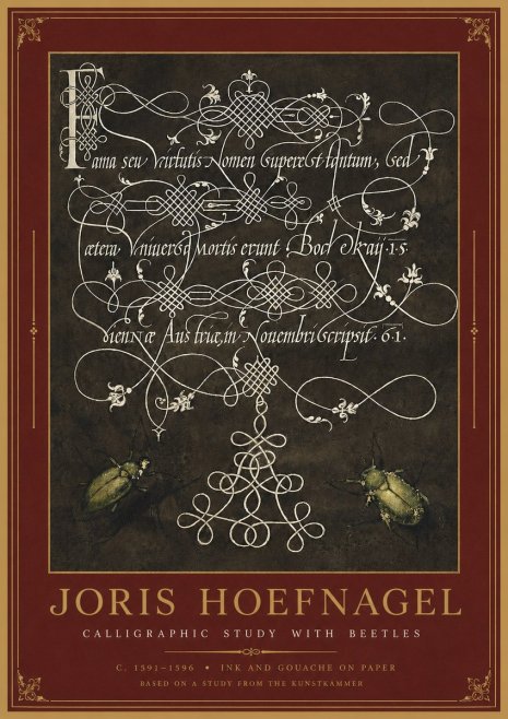 Joris Hoefnagel Calligraphic Study with Beetles No2 - Poster