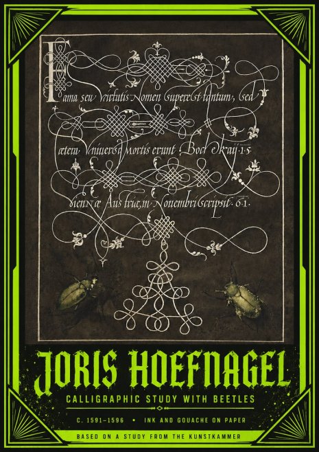 Joris Hoefnagel Calligraphic Study with Beetles No4 - Poster
