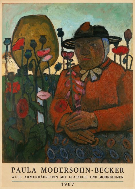 Paula Modersohn-Becker Alte Armenhäuslerin Mit Glaskugel Und Mohnblumen No5 - Poster