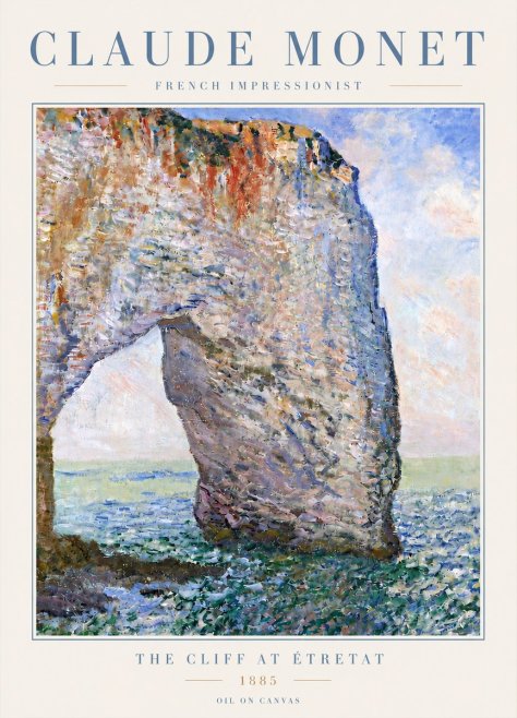 Monet The Cliff at Étretat No4 - Poster