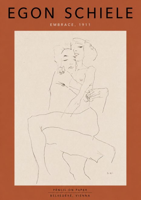 Schiele Embrace, 1911 No6 - Poster