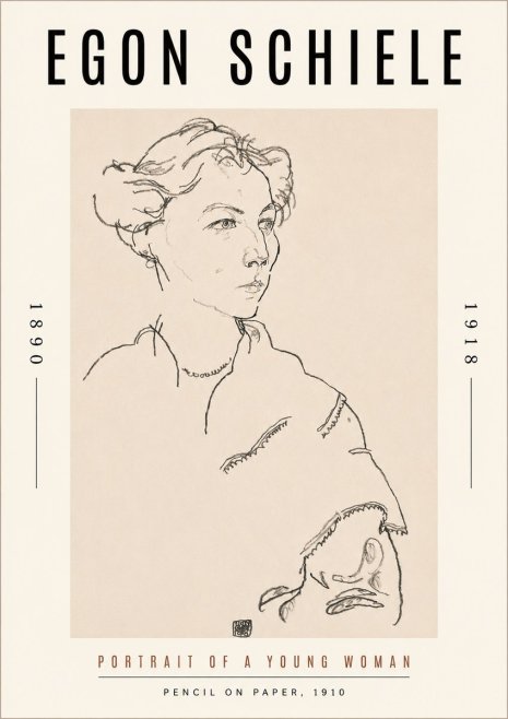 Schiele Portrait of a Young Woman No3 - Poster