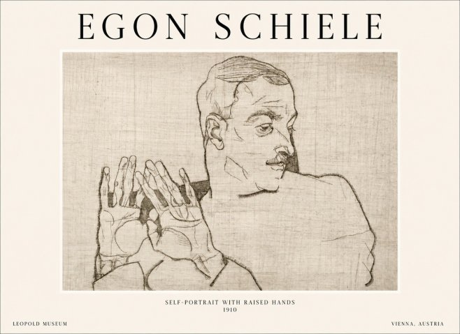 Schiele Self-portrait with Raised Hands No1 - Poster