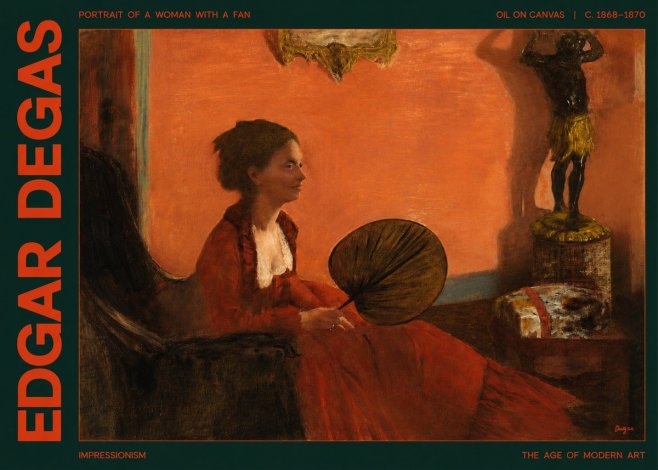 Edgar Degas Portrait of a Woman with a Fan No2 - Poster