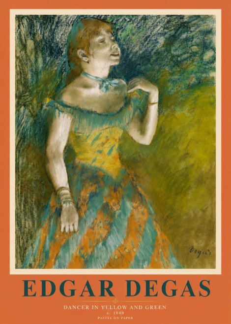 Edgar Degas Dancer in Yellow and Green No3 - Poster