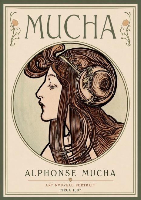 Mucha Art Nouveau Portrait II No6 - Poster