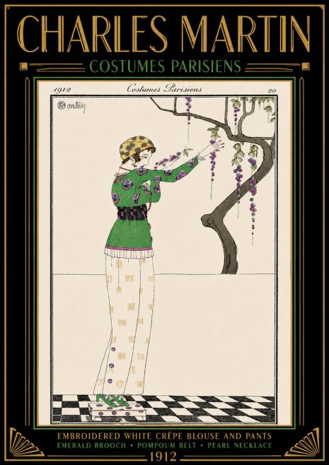 Charles Martin Embroidered White Crêpe Blouse and Pants No4 - Poster