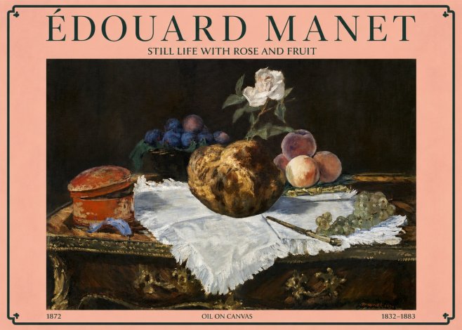 Édouard Manet Still Life with Rose and Fruit No3 - Poster