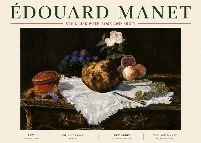 Édouard Manet Still Life with Rose and Fruit No5 - Poster