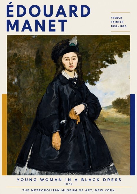 Édouard Manet Young Woman in a Black Dress No6 - Poster