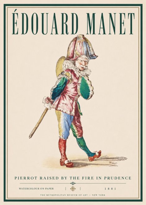 Édouard Manet Pierrot Raised by the Fire in Prudence No3 - Poster