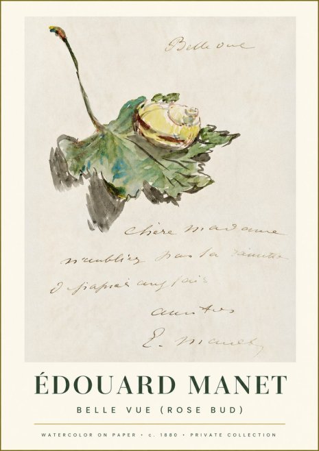 Édouard Manet A Rosebud with Leaf No2 - Poster