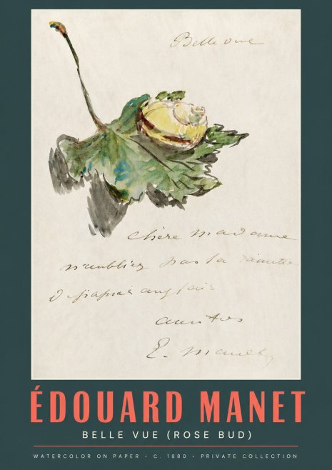 Édouard Manet A Rosebud with Leaf No3 - Poster