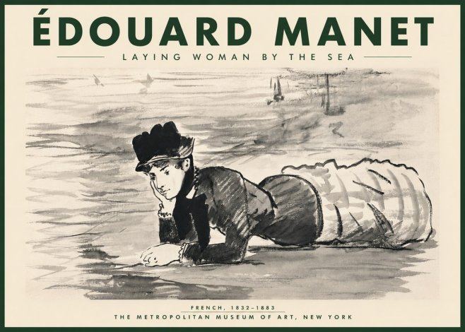 Édouard Manet Laying Woman by the Sea No4 - Poster
