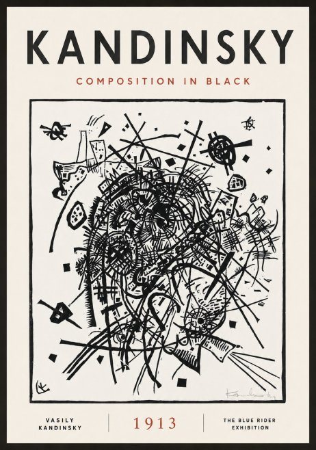 Kandinsky Composition in Black No4 - Poster