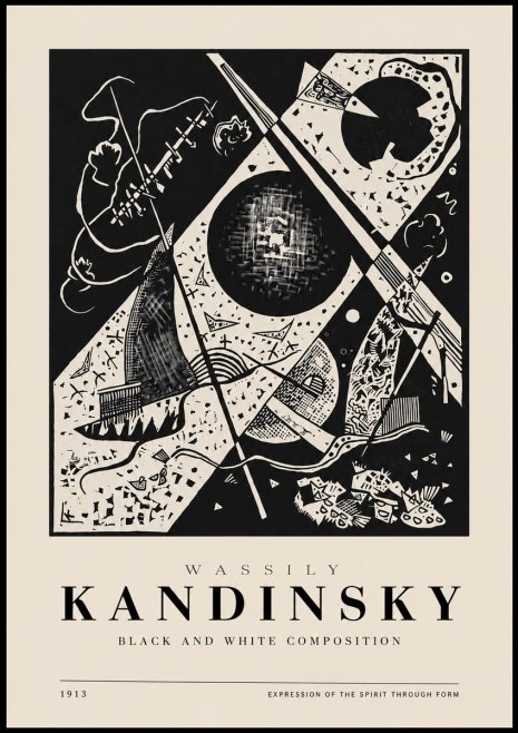 Kandinsky Black and White Composition No3 - Poster