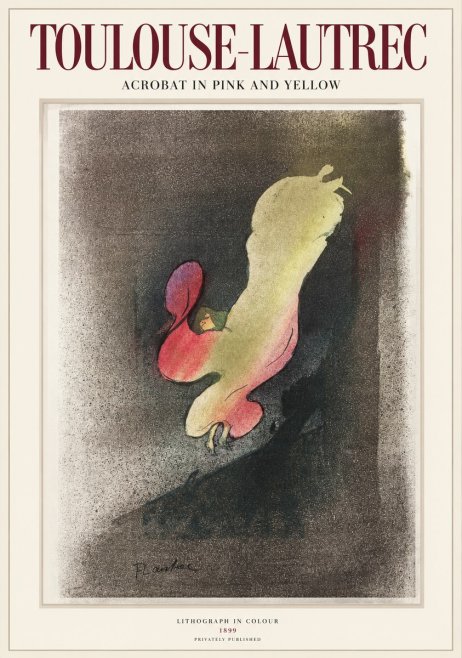 Toulouse-Lautrec Acrobat in Pink and Yellow No1 - Poster