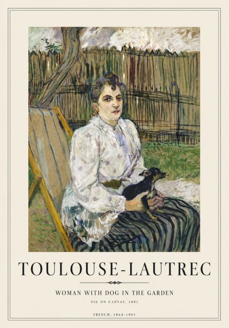 Toulouse-Lautrec Woman with Dog in the Garden No4 - Poster