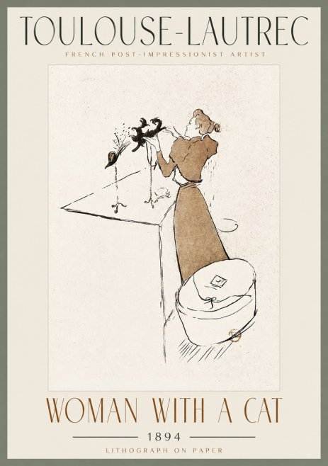 Toulouse-Lautrec Woman with a Cat No2 - Poster