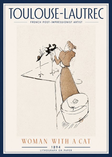 Toulouse-Lautrec Woman with a Cat No5 - Poster
