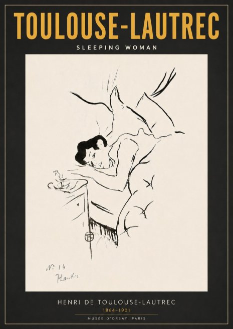 Toulouse-Lautrec Sleeping Woman No6 - Poster