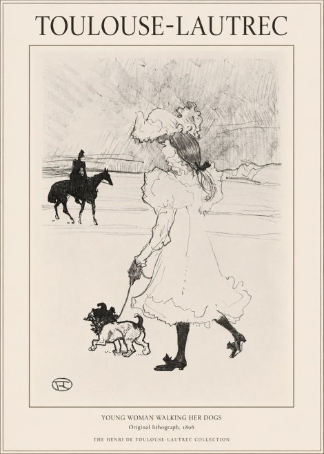 Toulouse-Lautrec Young Woman Walking Her Dogs No1 - Poster
