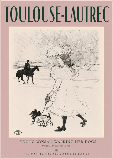Toulouse-Lautrec Young Woman Walking Her Dogs No2 - Poster