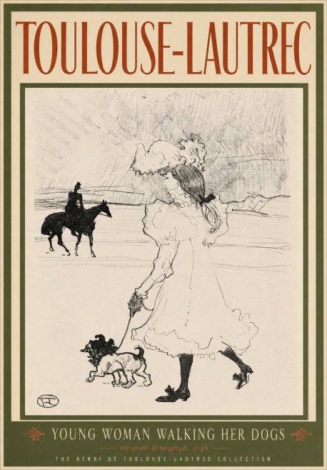 Toulouse-Lautrec Young Woman Walking Her Dogs No3 - Poster