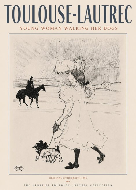 Toulouse-Lautrec Young Woman Walking Her Dogs No4 - Poster