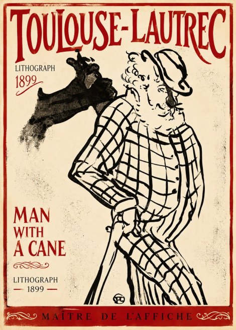 Toulouse-Lautrec Man with a Cane No3 - Poster