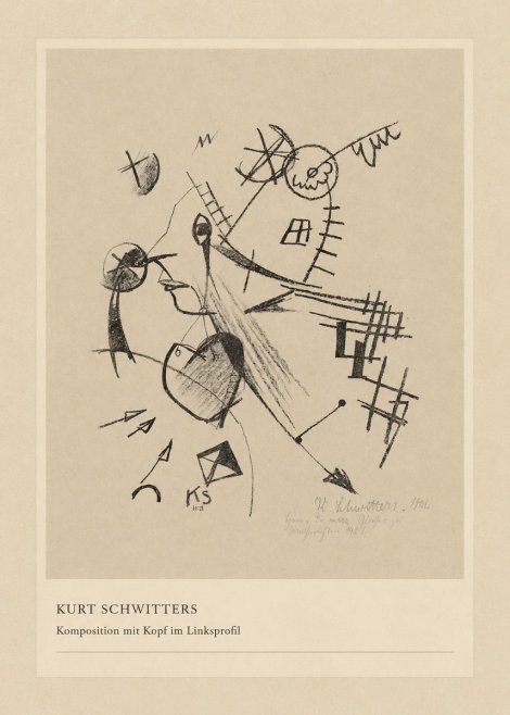 Kurt Schwitters Komposition Mit Kopf Im Linksprofil No4 - Poster
