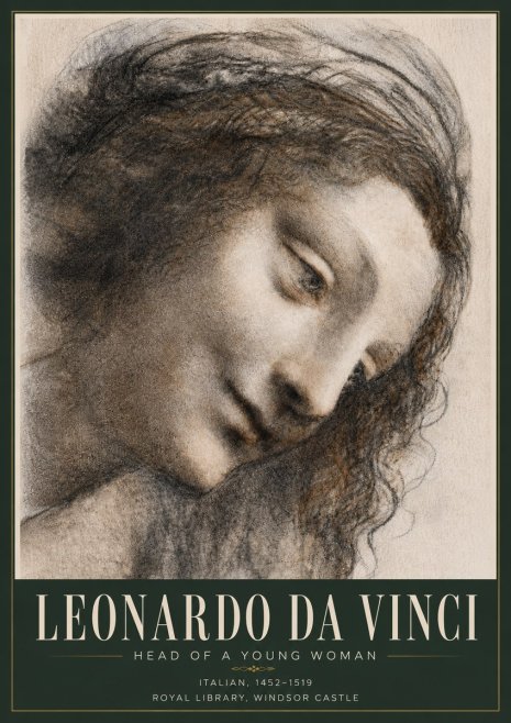 Leonardo da Vinci Head of a Young Woman I No5 - Poster
