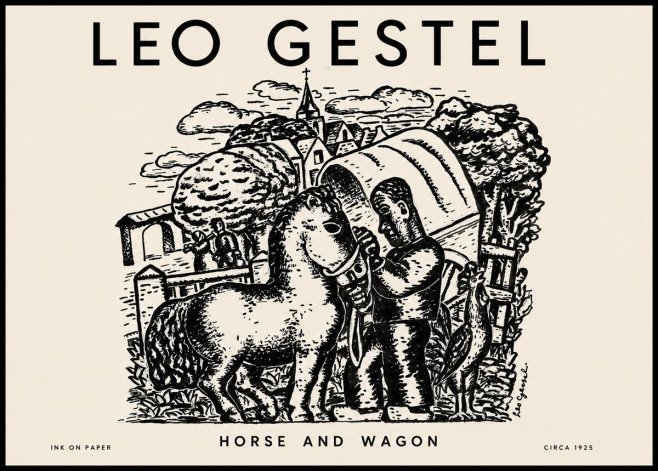 Leo Gestel Horse and Wagon No4 - Poster