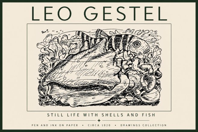 Leo Gestel Still Life with Shells and Fish No5 - Poster