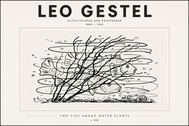 Leo Gestel Two Fish Among Water Plants No3 - Poster