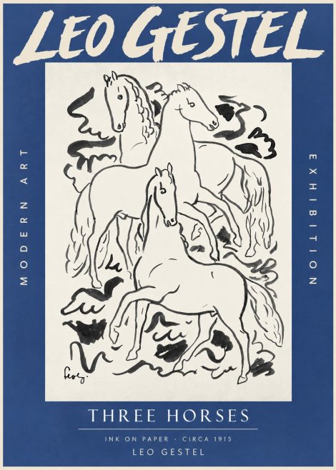 Leo Gestel Three Horses No3 - Poster