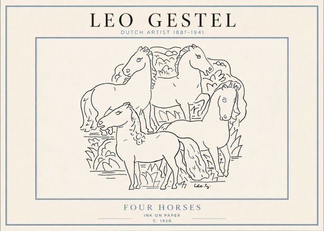 Leo Gestel Four Horses No4 - Poster
