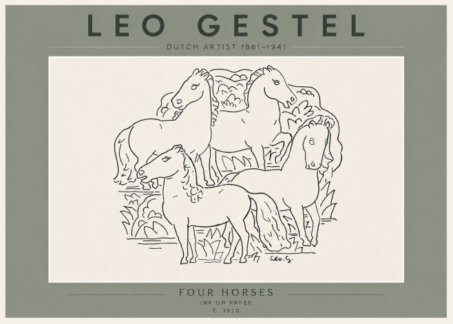 Leo Gestel Four Horses No6 - Poster